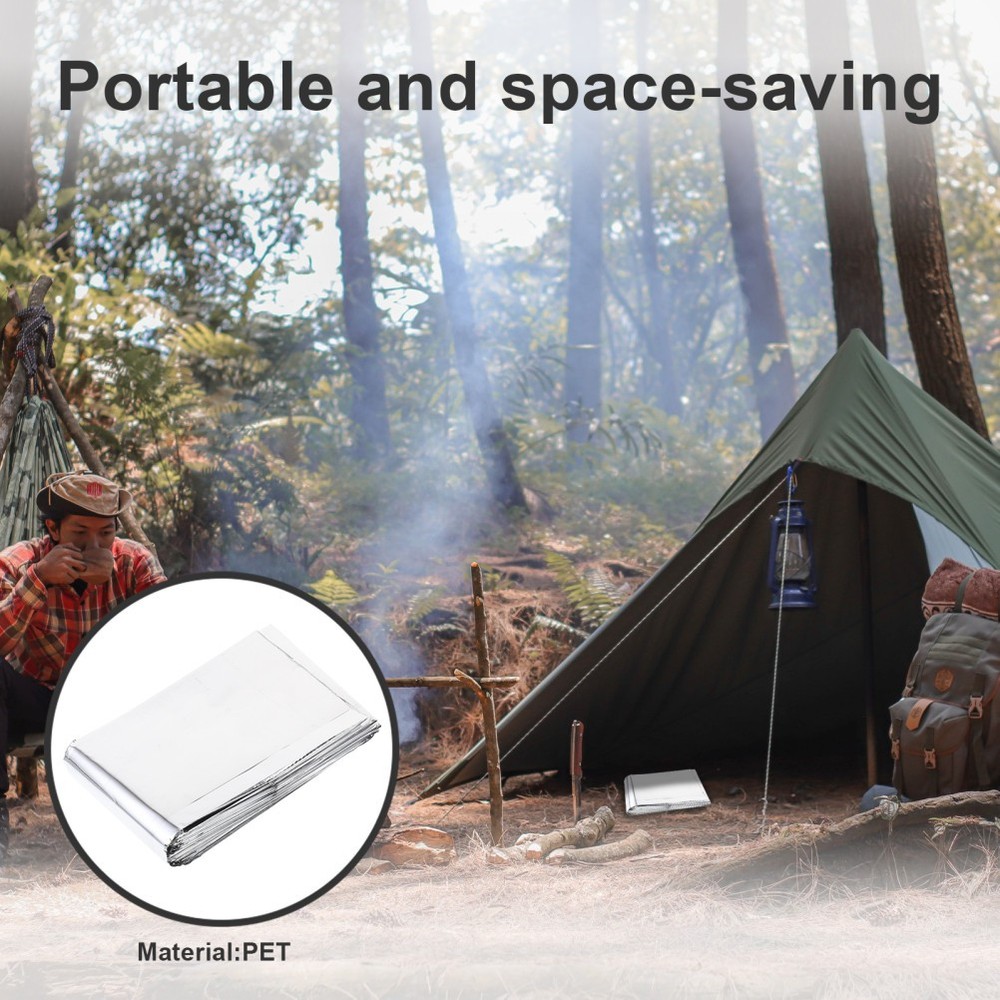 2 Pcs Emergency Double-sided Blanket Thermal Insulation Survival Camping