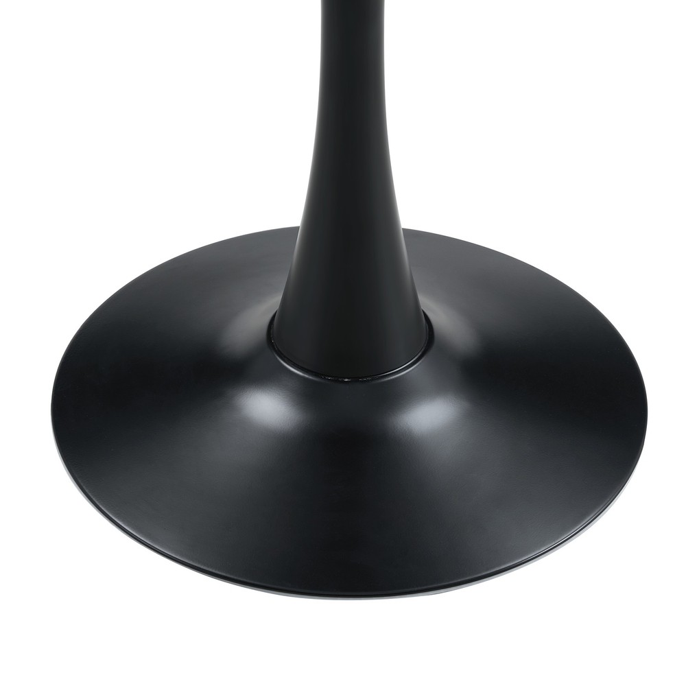 Round Dining Table, 31.5" Circle Tulip Table with Thickened Tabletop & Metal P