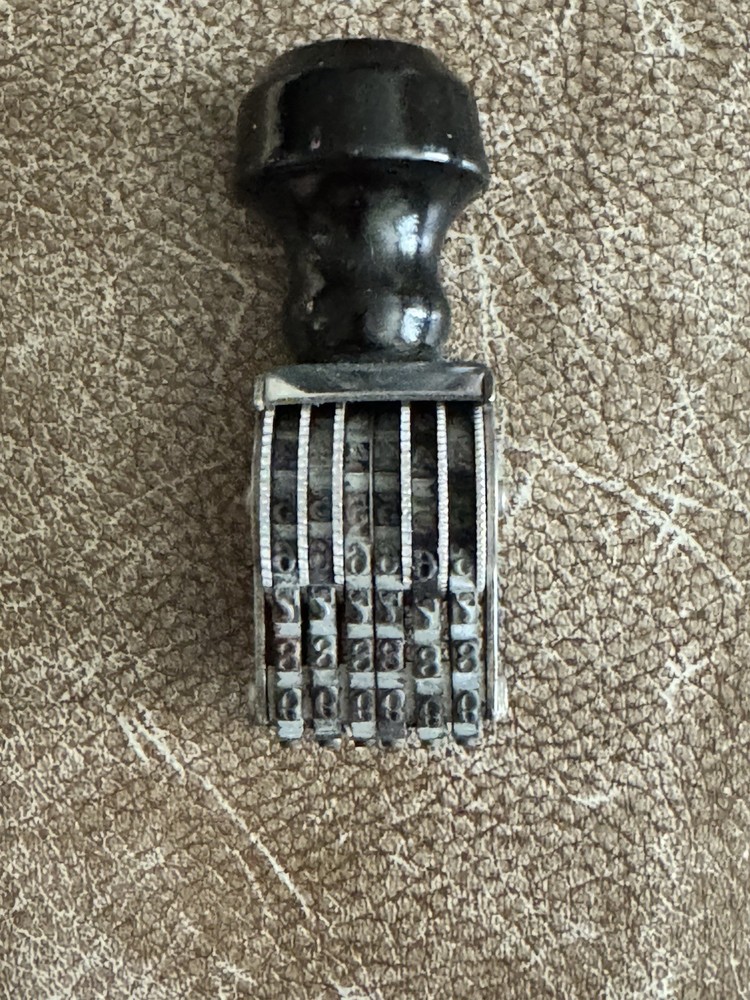 Vintage Pullman Alphanumeric Hand Stamp Wood Handle 6 Band Office Scrapbooking
