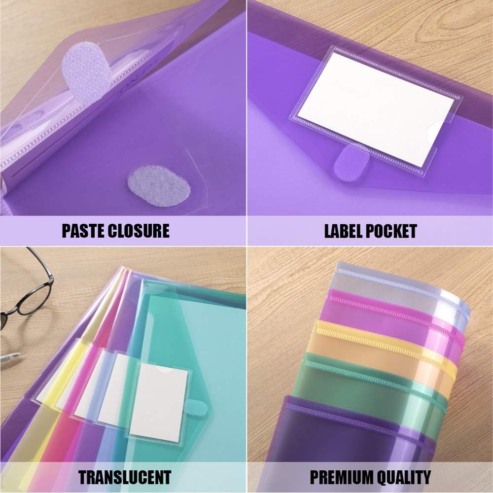 24 PCS Clear Poly Envelopes Plastic File Folders Documents Letter A4 Size