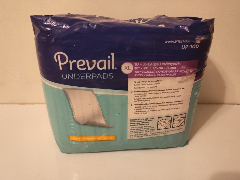 Prevail Total Care Underpads- XL 30X30"- 10 Count