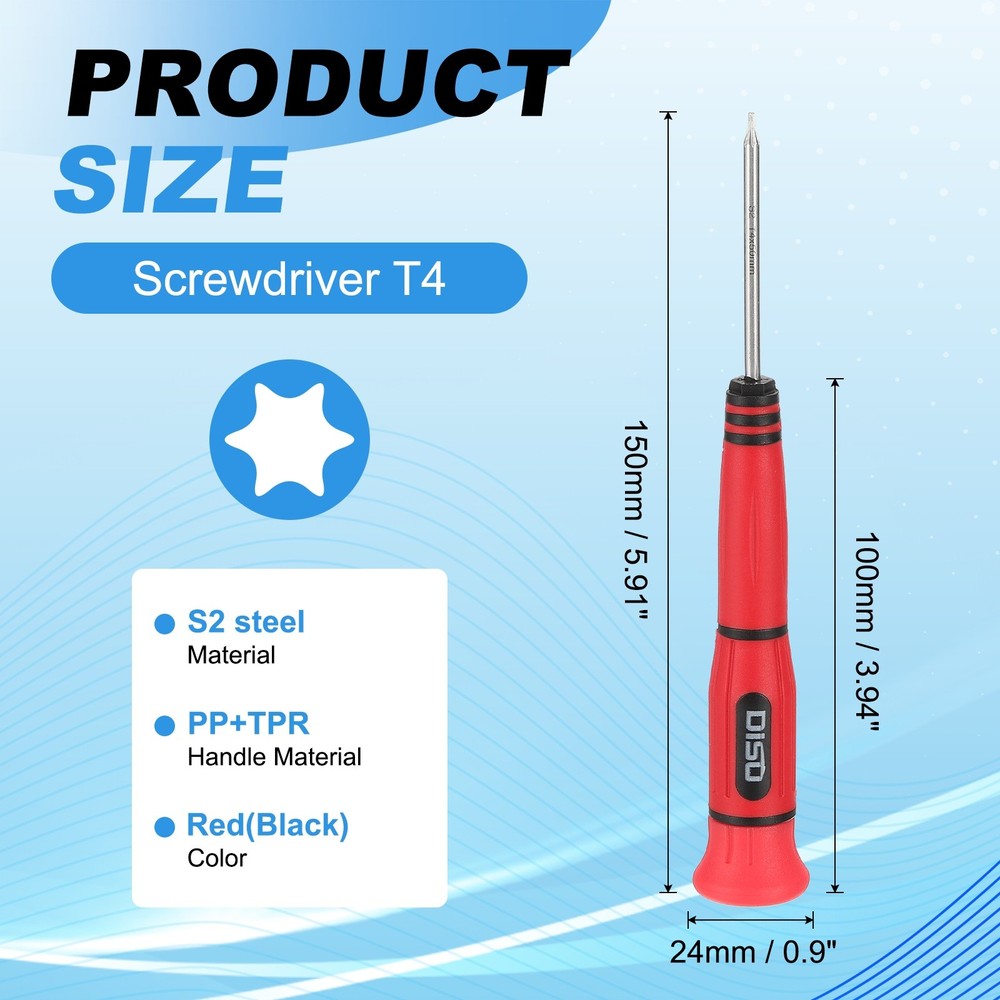 T4 Precision Torx Screwdriver with Non-slip Handle, Red(Black)