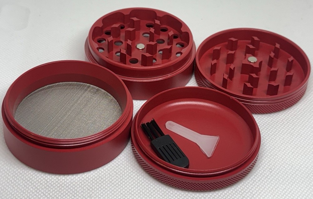 Herb Grinder 4-Piece Set 2.5" Ceramic Non-stick Red