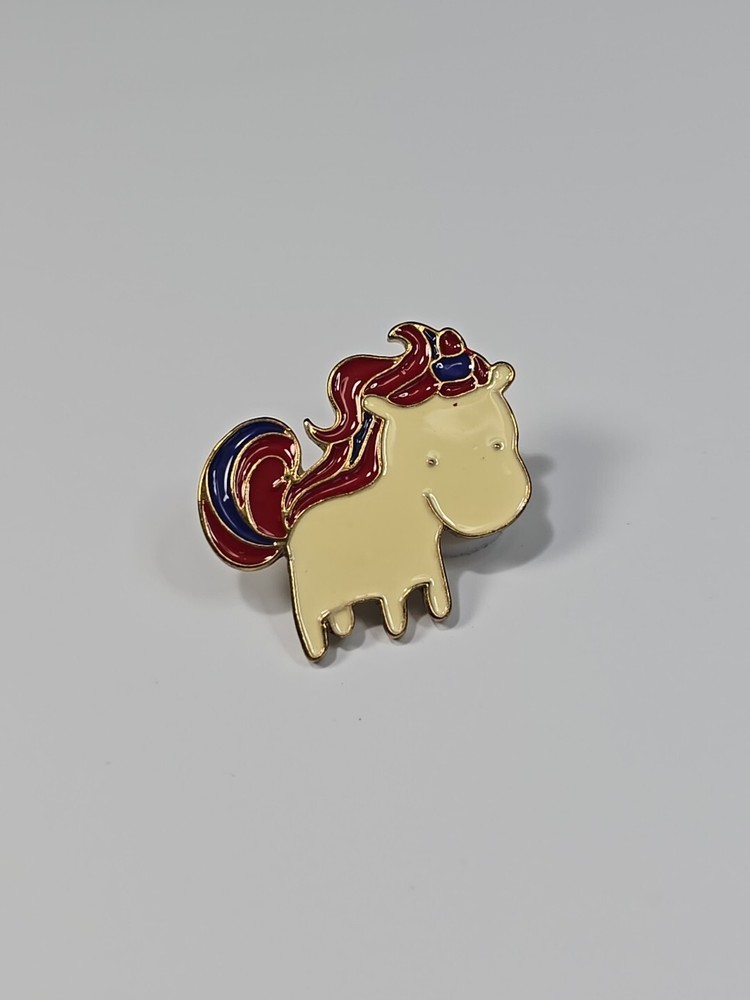 Unicorn Lapel Pin White With Blue & Maroon Mane