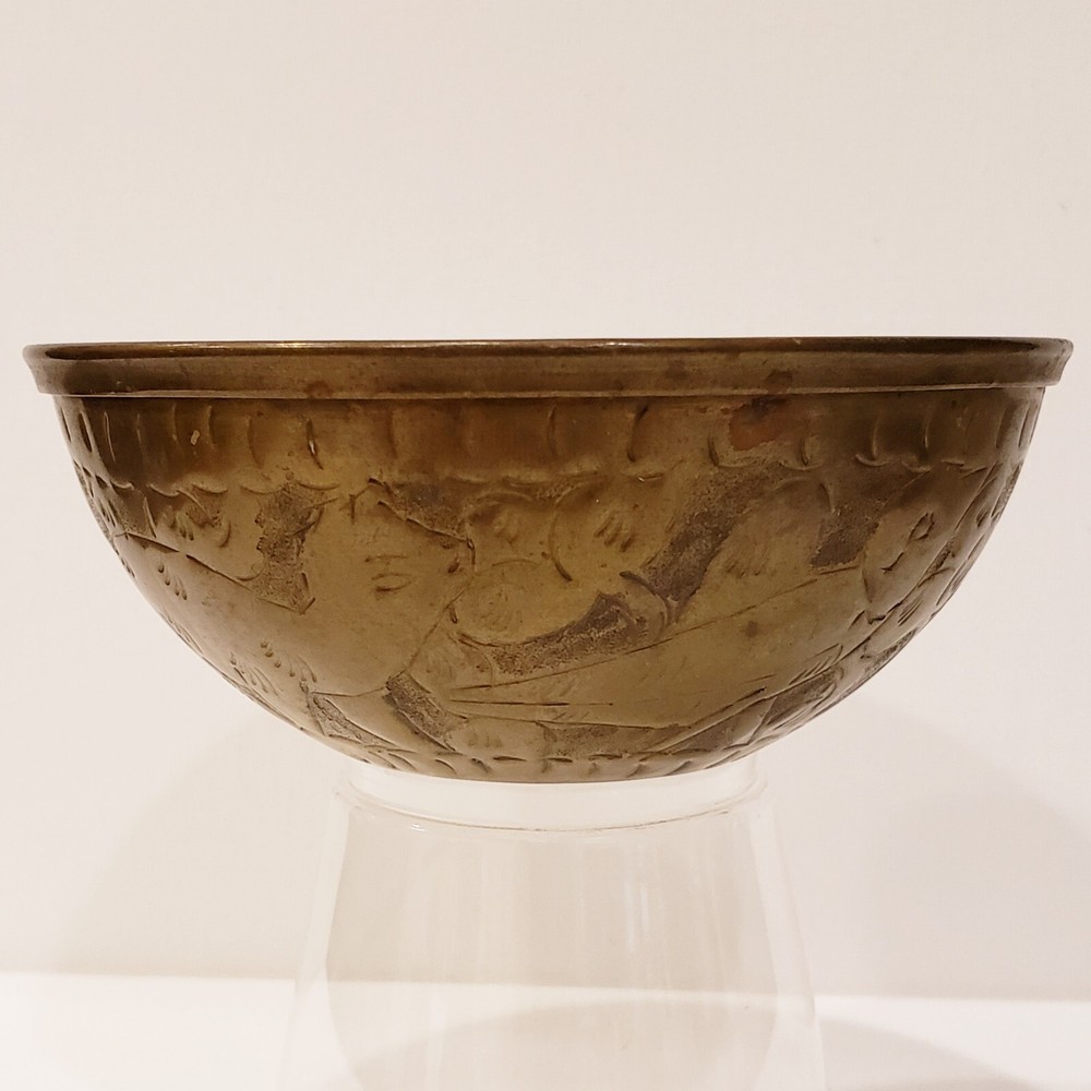 Antique Middle Eastern Handmade Brass Metal Bowl