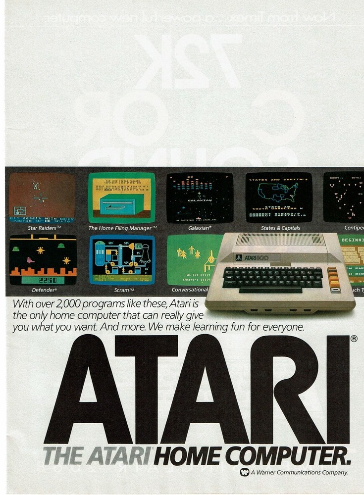 1983 Atari Home Computer Vintage PRINT AD Technology Electronics warner company