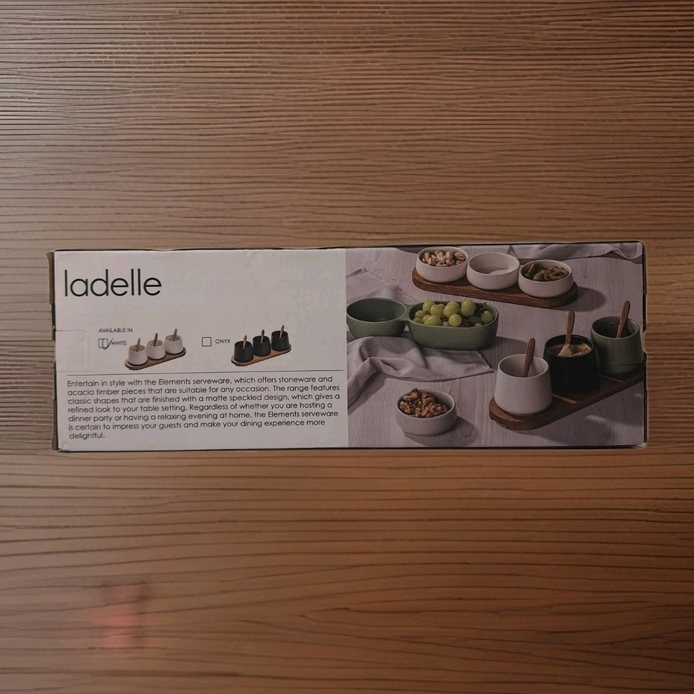 Ladelle: Elements 4 white deep Bowl Spoon & Tray Set