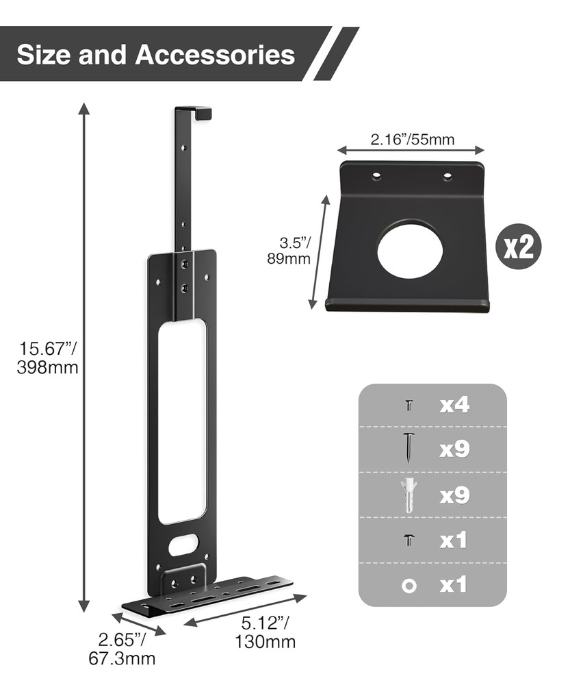 Upgraded Adjustable Console Holder Wall Mount for PS5: Black Gaming Stand