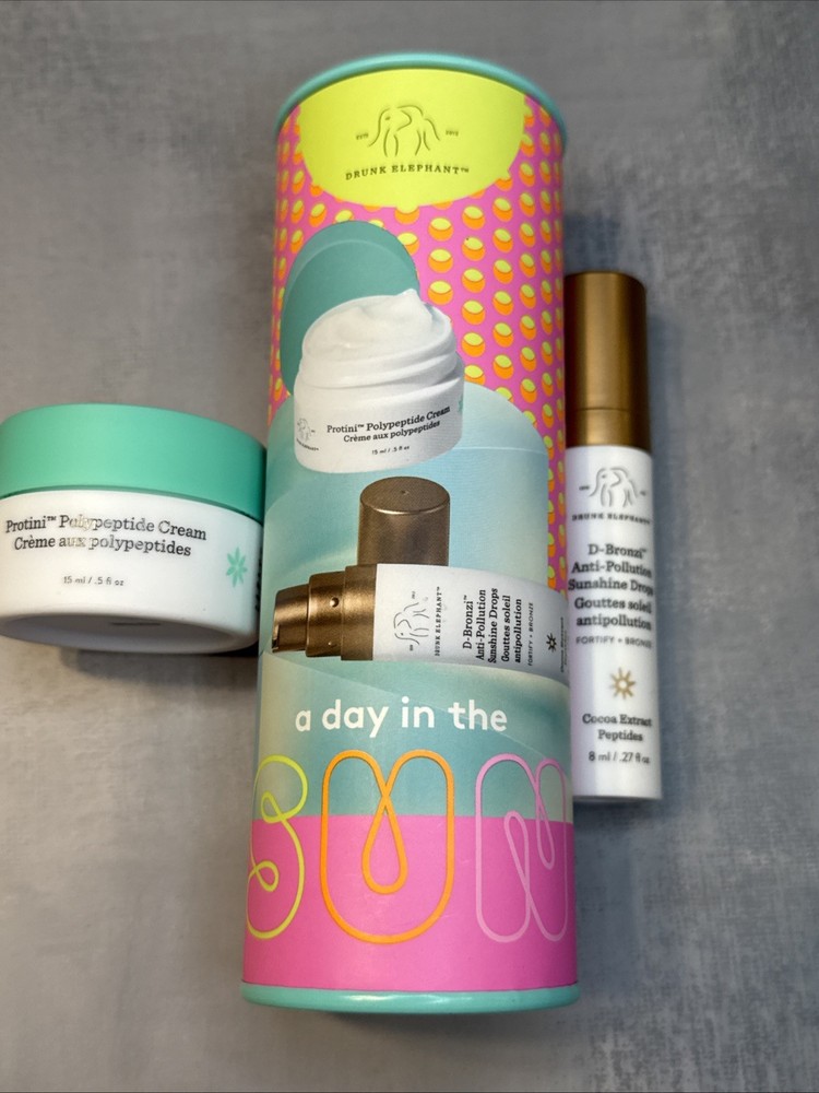 Drunk Elephant A Day In The Sun Protini and D-Bronzi Mini Gift Set ~
