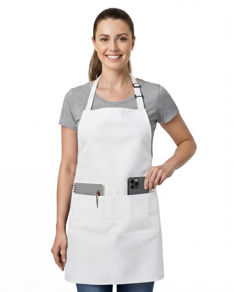 Utopia Kitchen 1 Pack Bib Apron, Adjustable Cooking Apron with 2 1, White