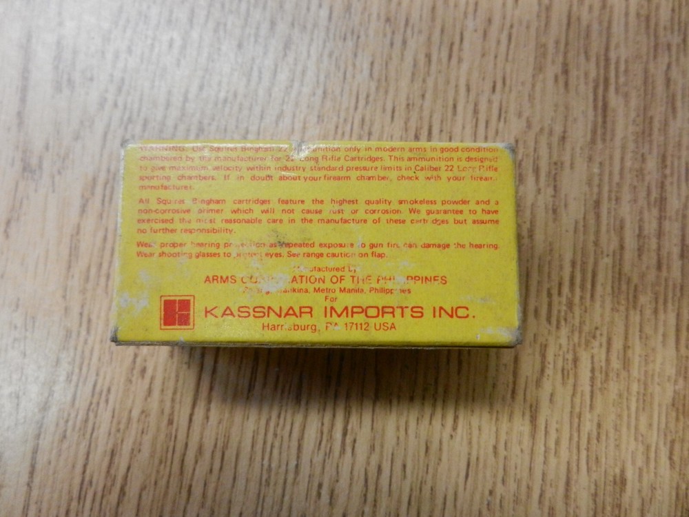 Vintage Squires Bingham 22 LR Empty Ammo Box Used