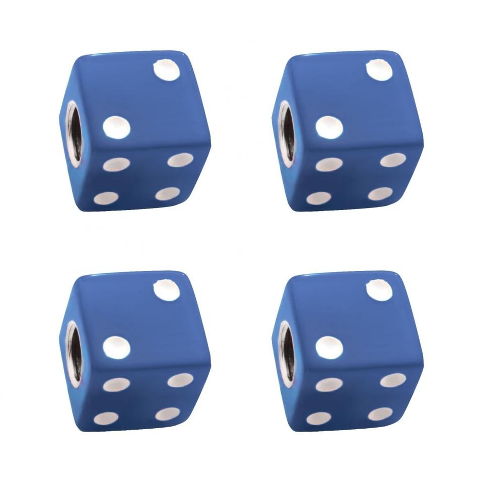 Blue Dice Valve Caps w/ White Dots (4 Pack)