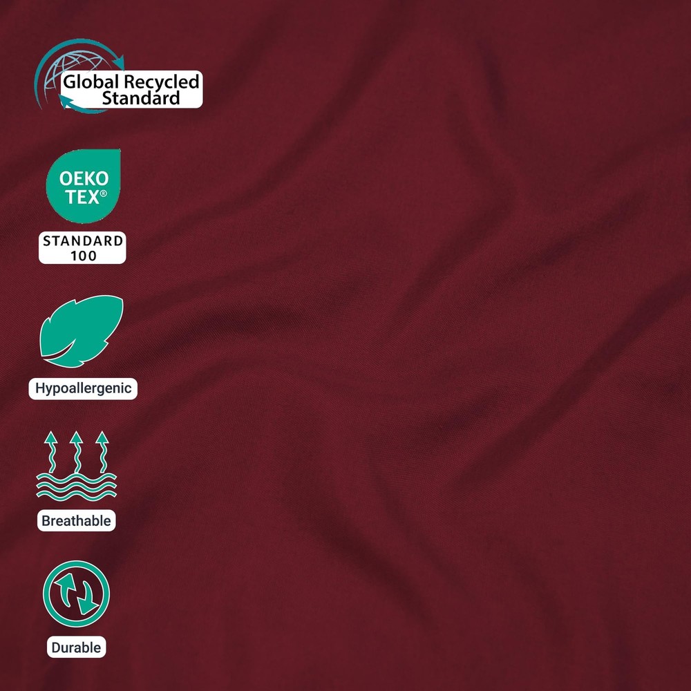 ZPECC Twin Flat Sheet Only 1 Pack, Durable Burgundy Top Bed Sheets Hypoallerg...