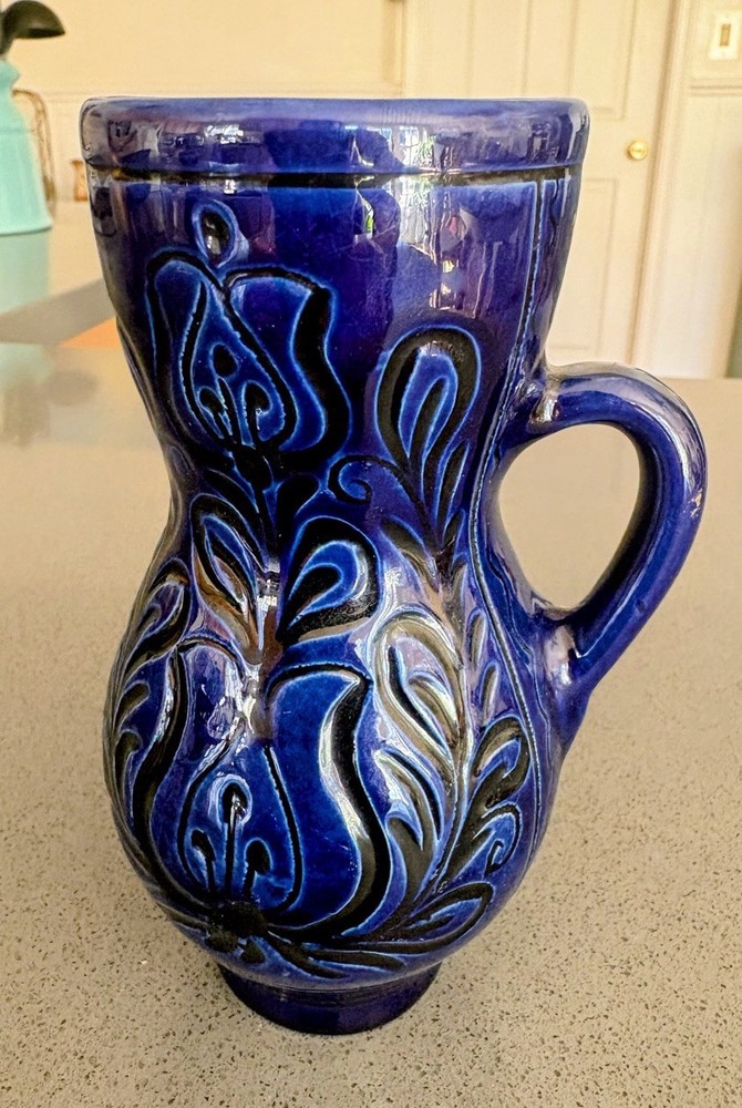 Small Korand Romanian Glazed Pitcher Blue