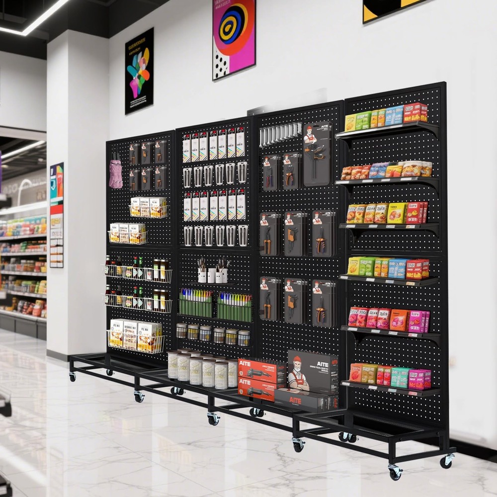 NectaCol Metal Pegboard Display Stand with Baseplate, Two Separately Pegboard...