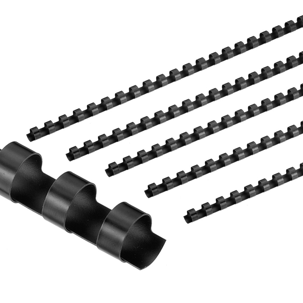 100Pcs 10mm (3/8") Plastic Binding Combs 60 Sheet Capacity 21 Rings, Black