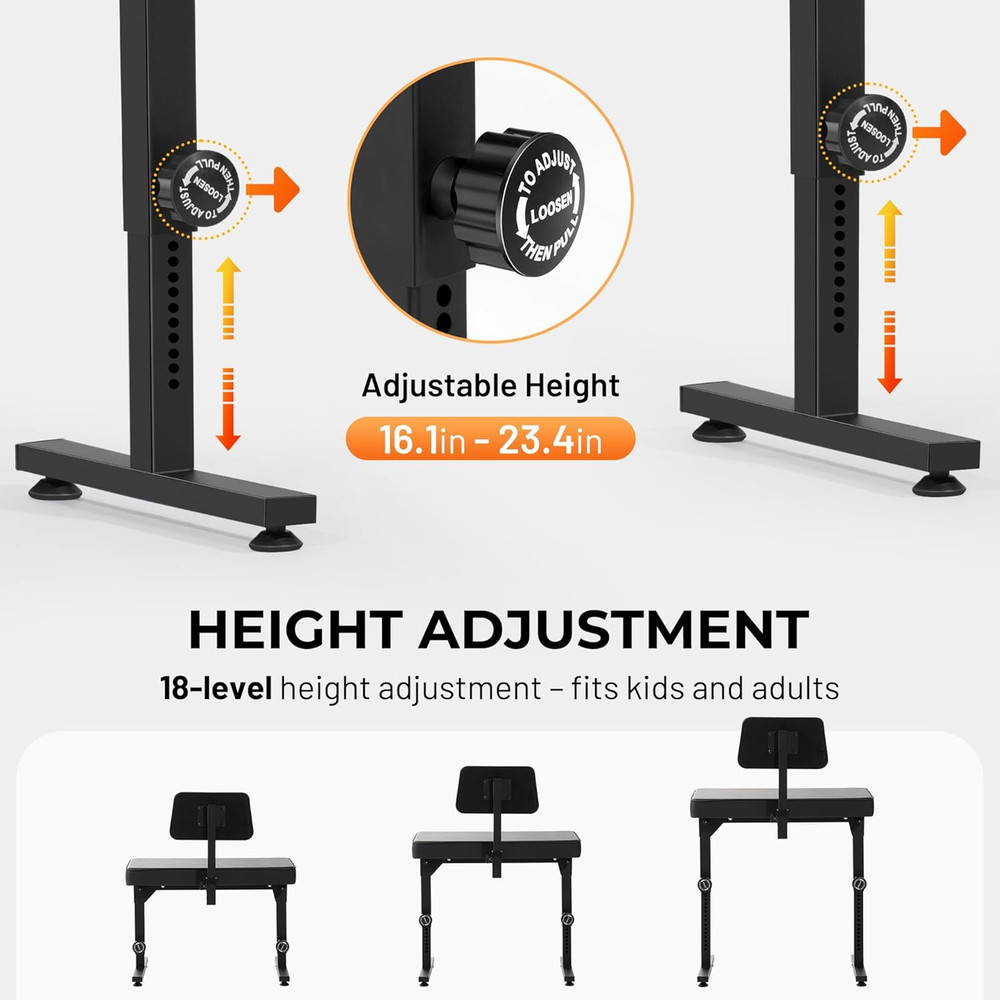 Foldable Adjustable Piano Bench: Portable Keyboard Stool 200Kg Capacity Height &