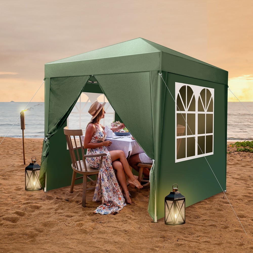 2 x 2m Two Doors&Two Windows Practical Waterproof Right-Angle Folding Tent Green