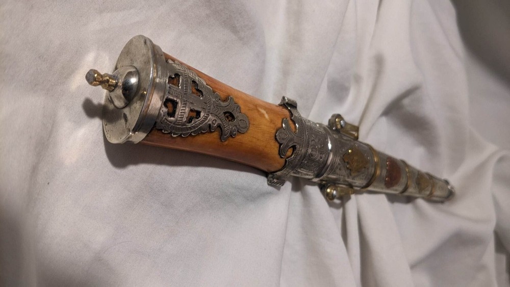 Authentic 12.5" Morocco Dagger Khanjar Handmade Silver Dagger Touareg Camel Bone