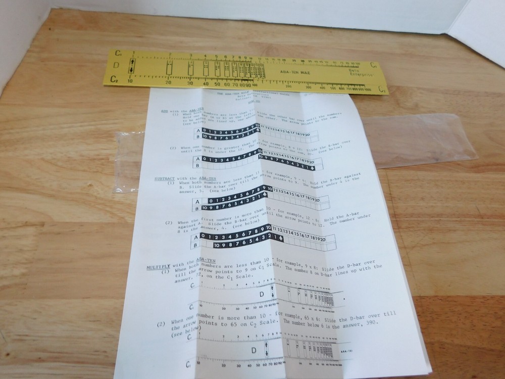 Vintage Beta Enterprises ABA-Ten Slide Ruler 2/6