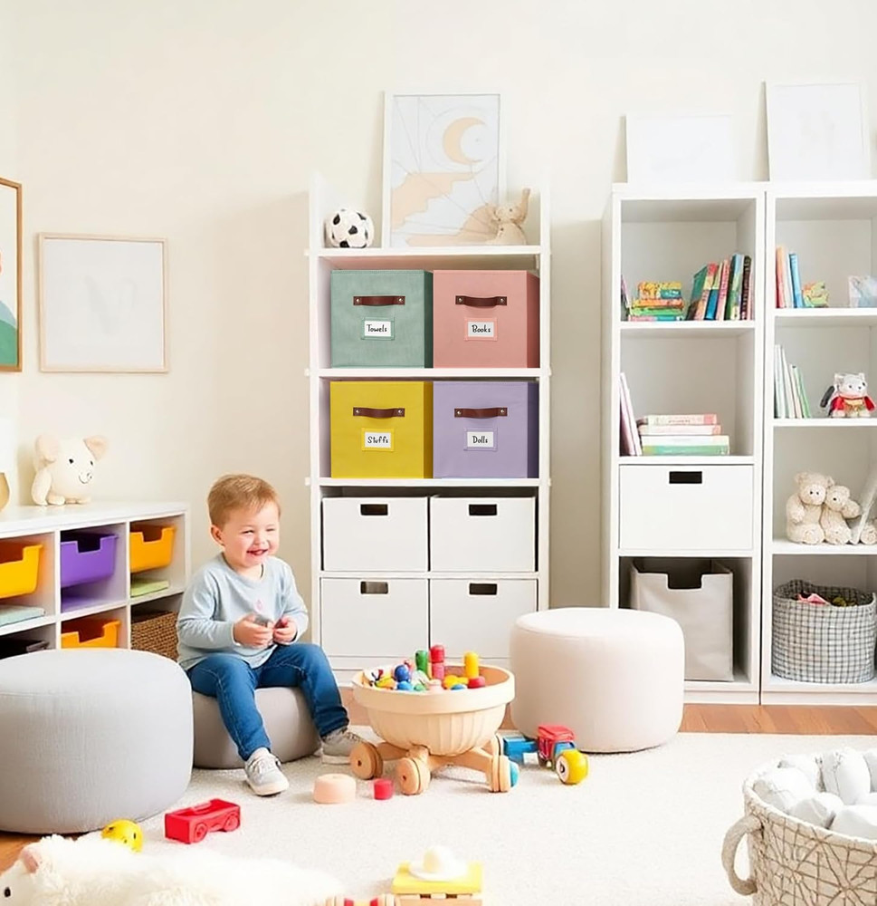 Storage Bins, Cube Storage Bin with Labels, Fabric Storage Cubes for Shelves (10