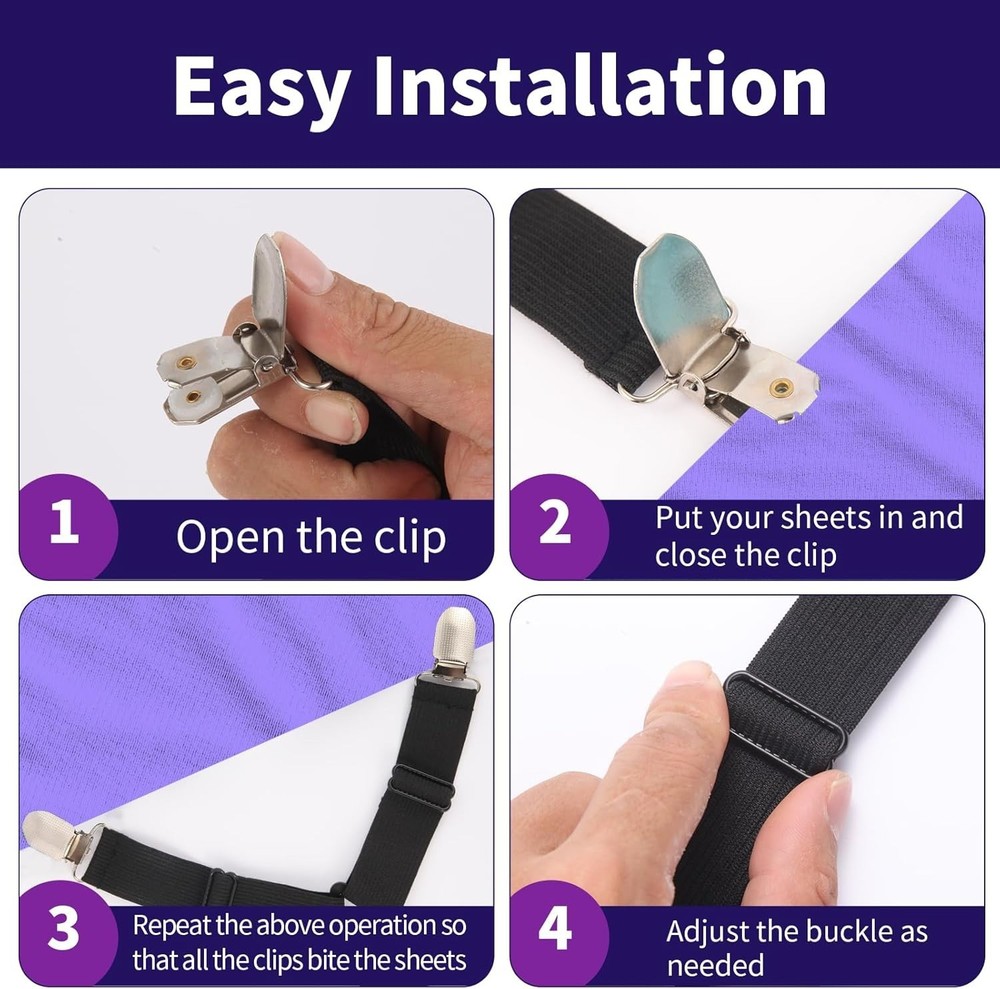 High-Quality Adjustable Sheet Straps - Secure Your Bed Sheets Effortlessly