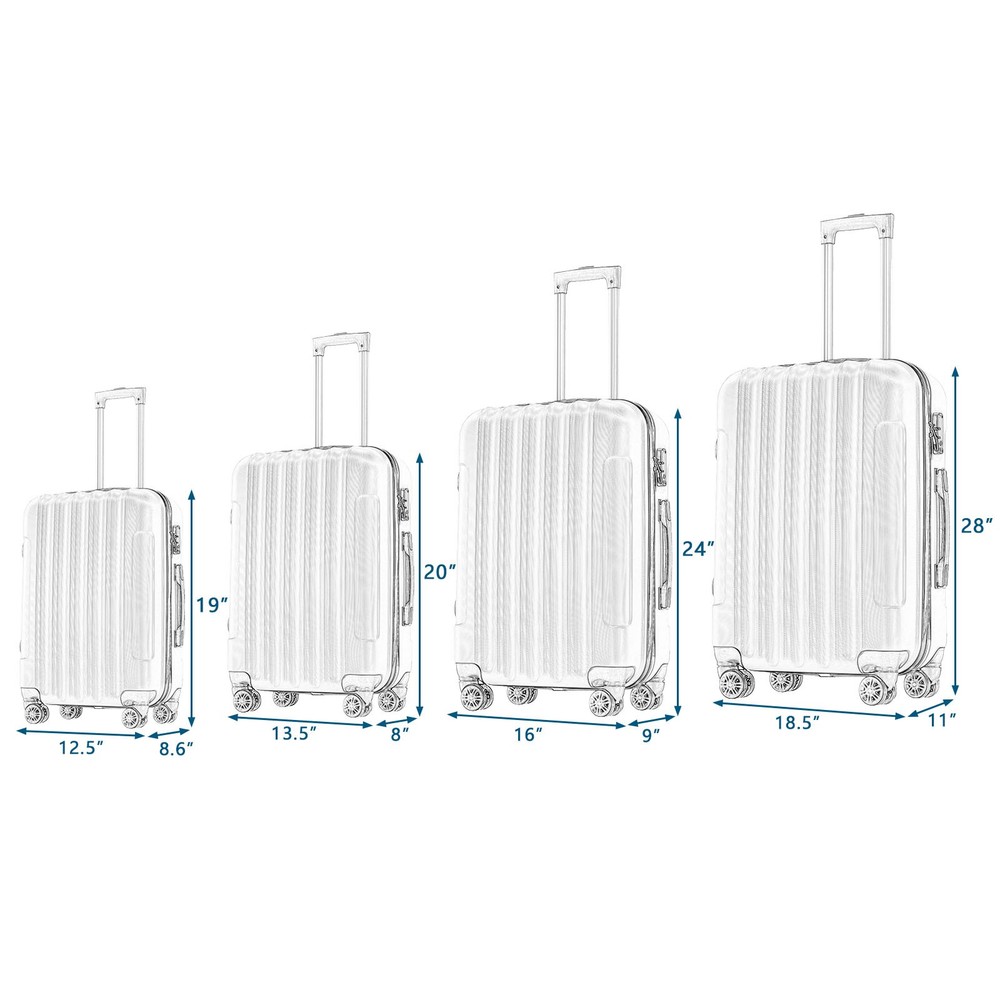 Dark Gray ABS 4-in-1 Trolley Case 16-28in,Vertical Pattern & Handle,N101 Upgrade