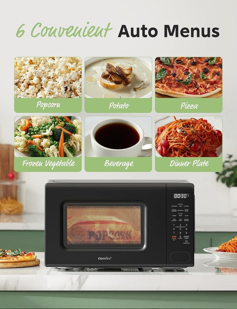 Efficient Countertop Microwave Oven - 0.7 cu.ft with Defrost & Memory Function
