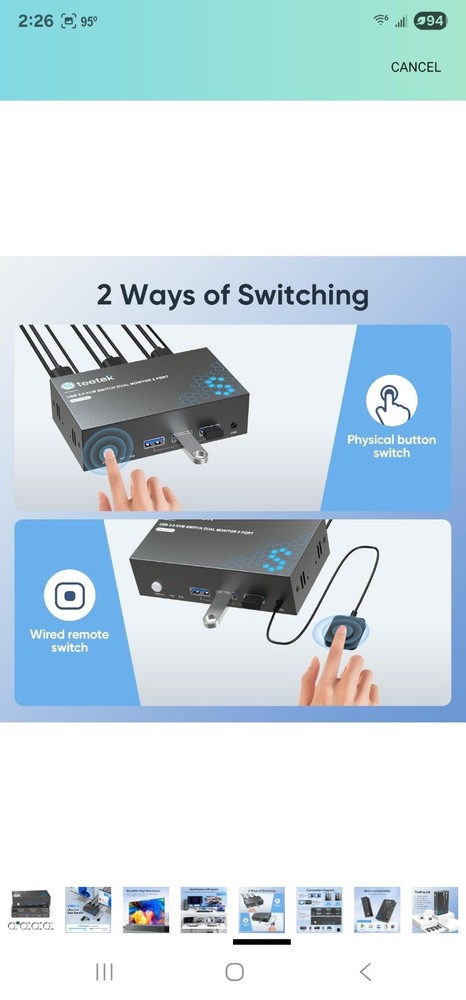 8K HDMI KVM Switch 2 Monitors 2 Computers, 8K@60Hz Dual KVM Switch for 2...