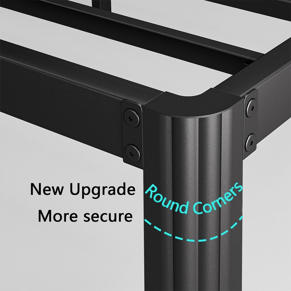 16 Inch High Platform Queen Bed Frame No Box Spring Needed, Metal Bed Frame Q...