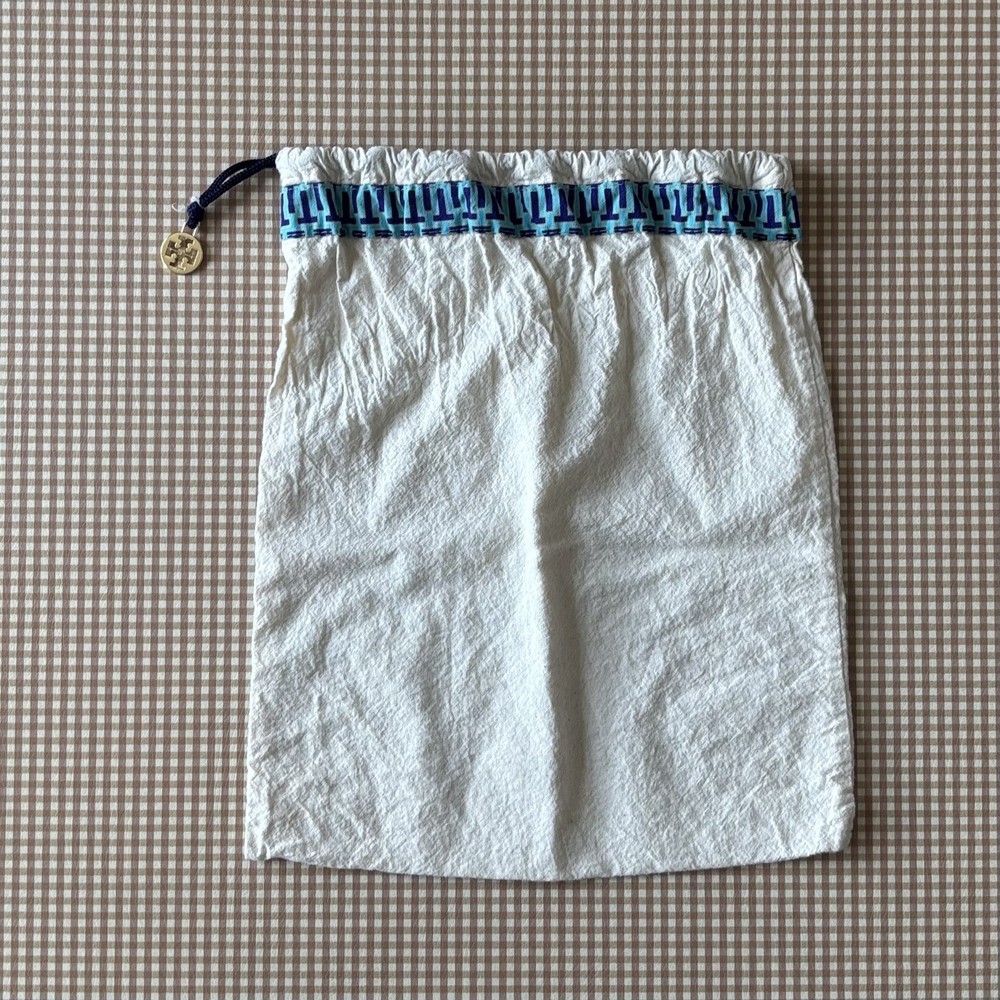 Tory Burch Dust Bag  Medium Cotton Canvas Drawstring Storage Logo Charm
