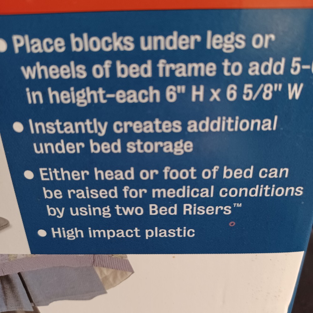 6 Inch Bed Risers 4-Pack Durable High Impact Plastic