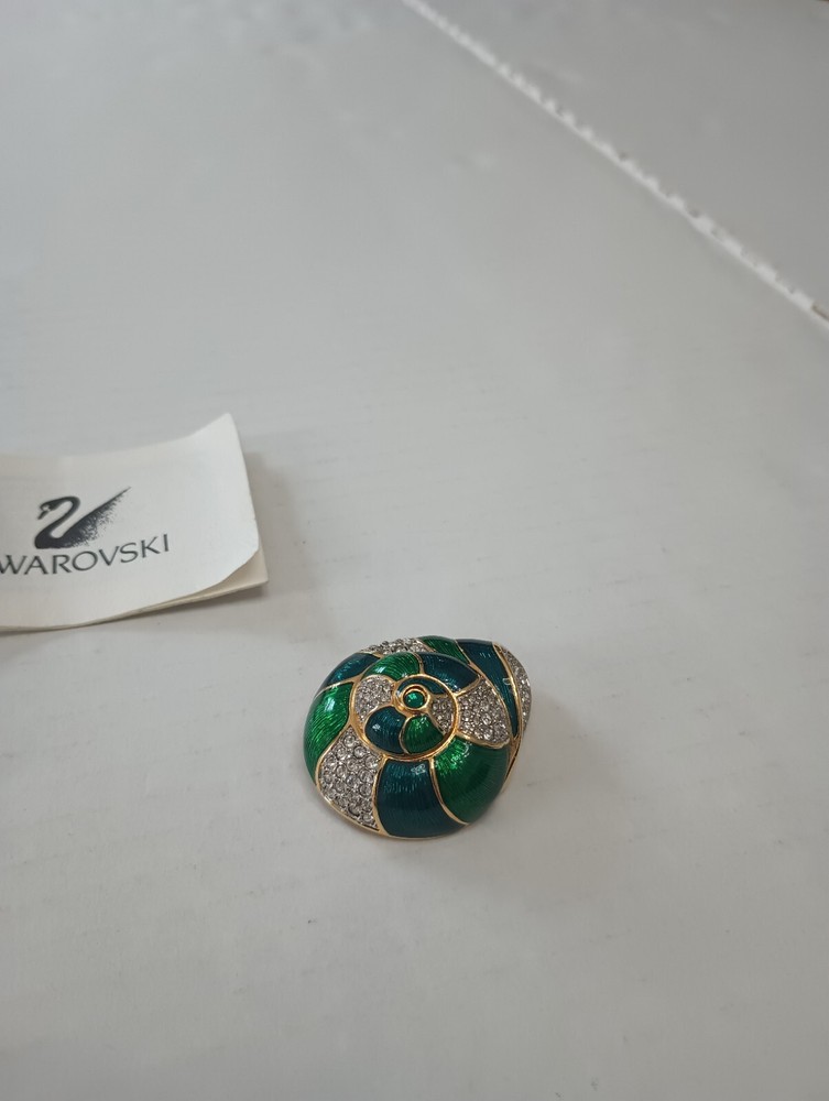 SIGNED SWAROVSKI PAVE' CRYSTAL SHELL PIN ~ BROOCH RETIRED ** CLEAN **