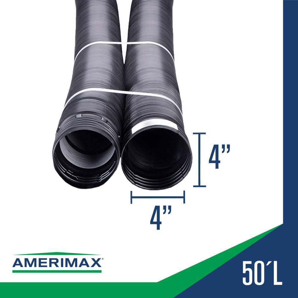 FLEX Drain Pipe Expandable 4 in. x 50 ft. Black Copolymer Solid Divert Water