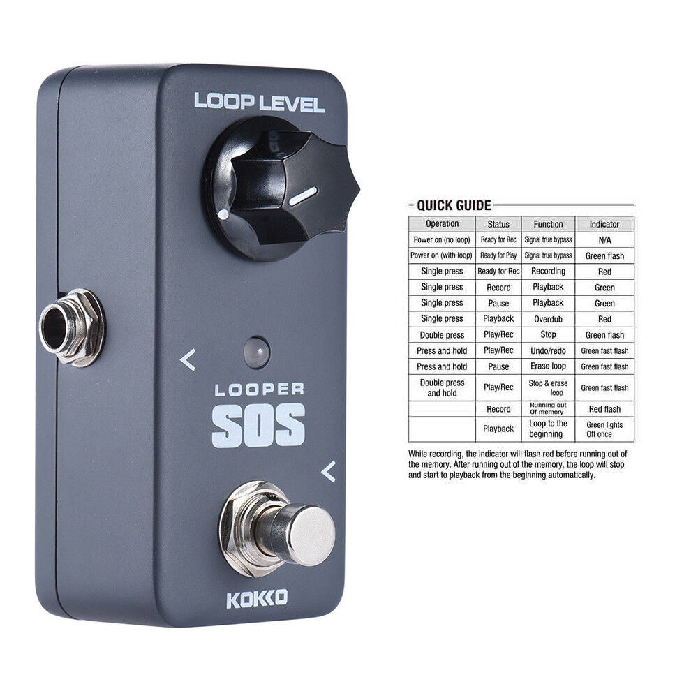 KOKKO SOS Looper Guitar Effects Pedal 5 mins Loop Recording True Bypass