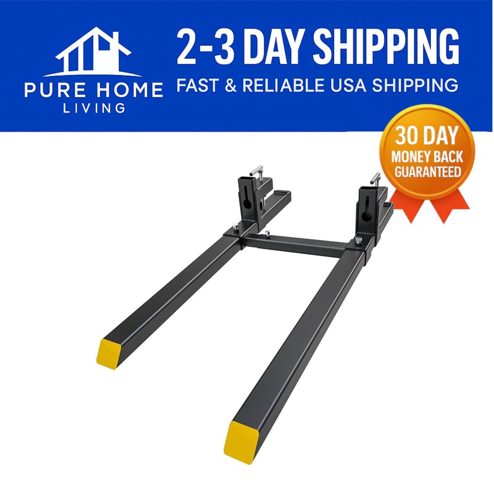 60" Heavy Duty Tractor Forks - 2000lbs Clamp-On with Adjustable Stabilizer Bar