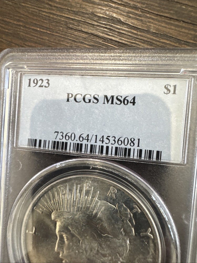 Peace Silver Dollar 1923 - 90% Silver Verified - PCGS MS64