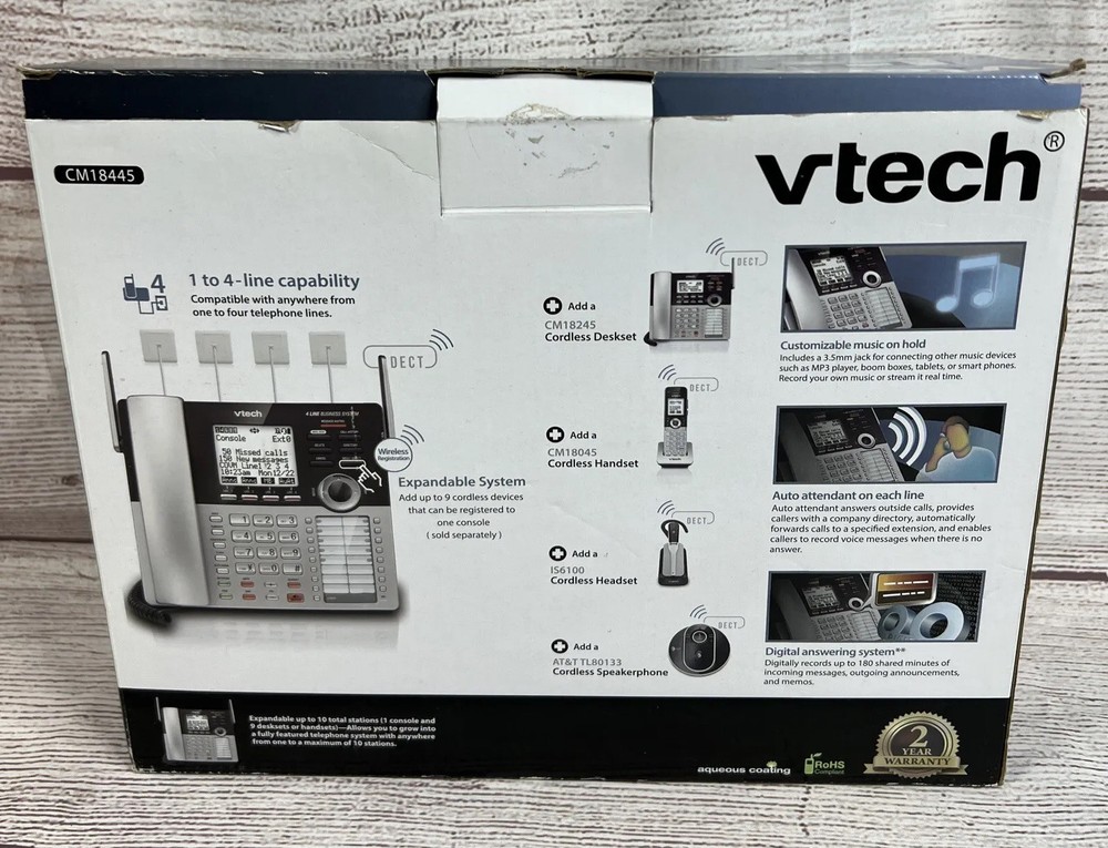 VTech CM18445 4-Line Small Business System Main Console with Answering System