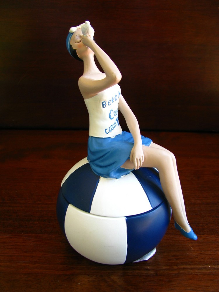 Lady on Beach Ball Trinket Box.