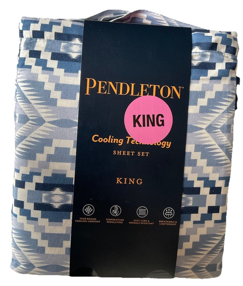 Pendleton KING Cooling Sheet Set Aztec Blue New In Package