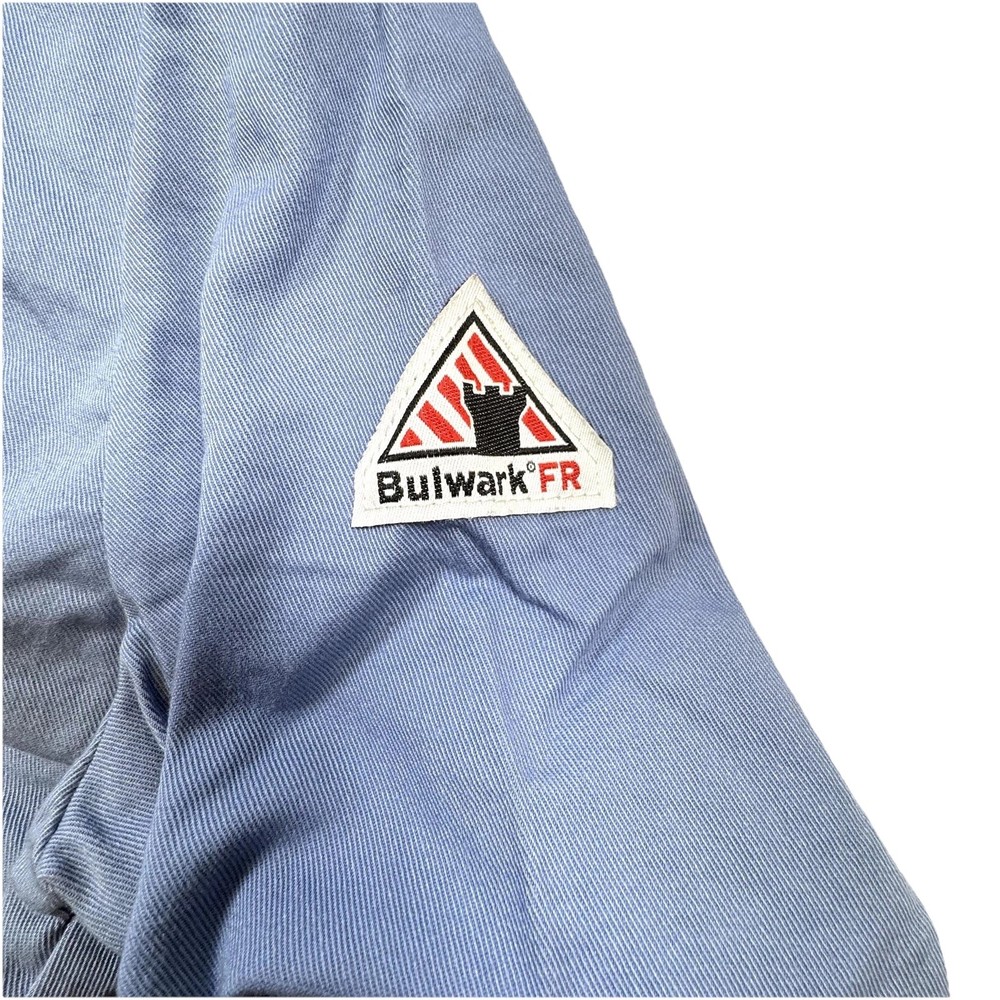 Bulwark Lab Coat Mens Large Blue Flame Resistant FR Cotton Workwear Button Front