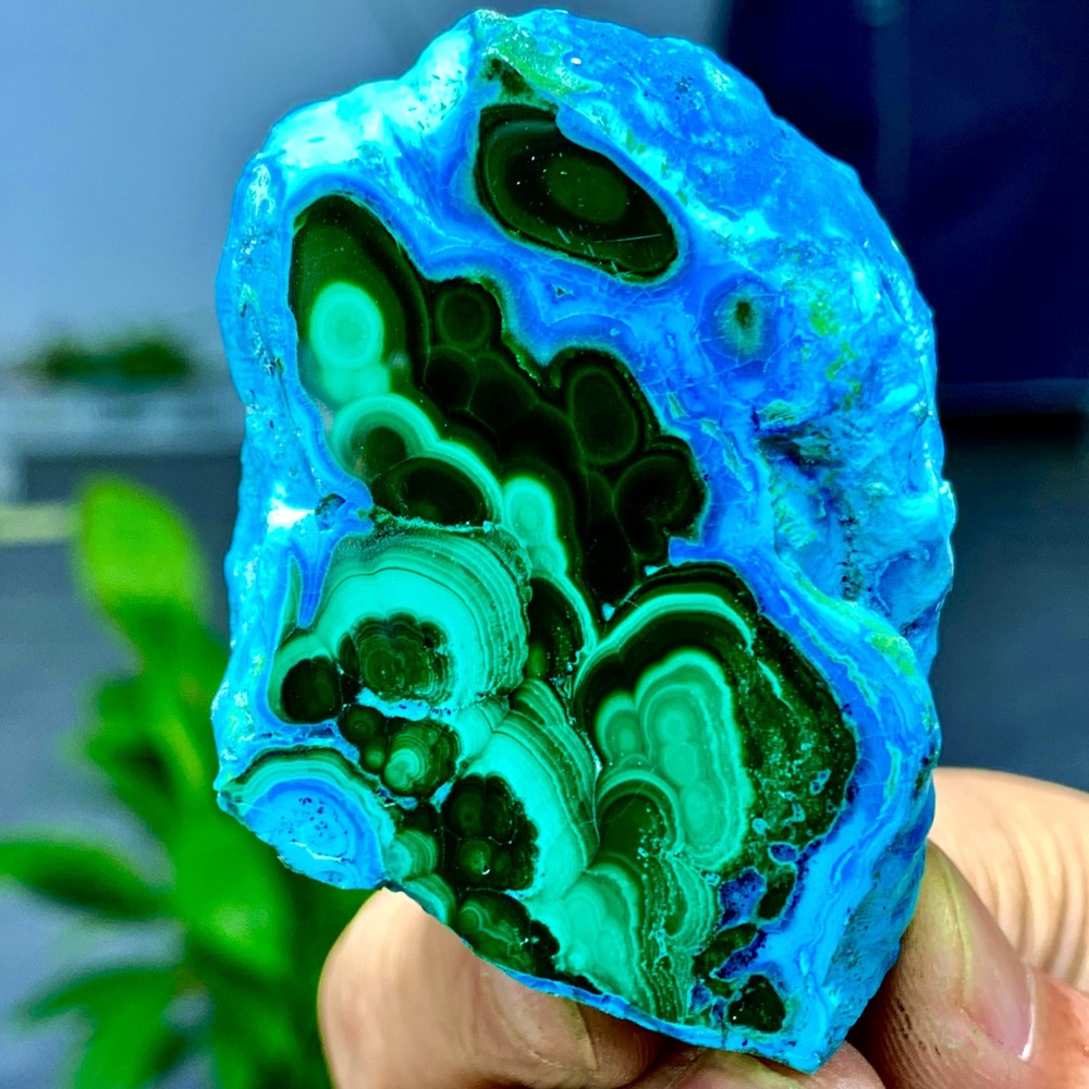 85G Natural Chrysocolla/Malachite transparent cluster rough mineral sample