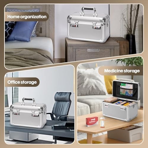 Lockable Aluminum Storage Box with Code - Portable, Durable & Childproof - 17.2"