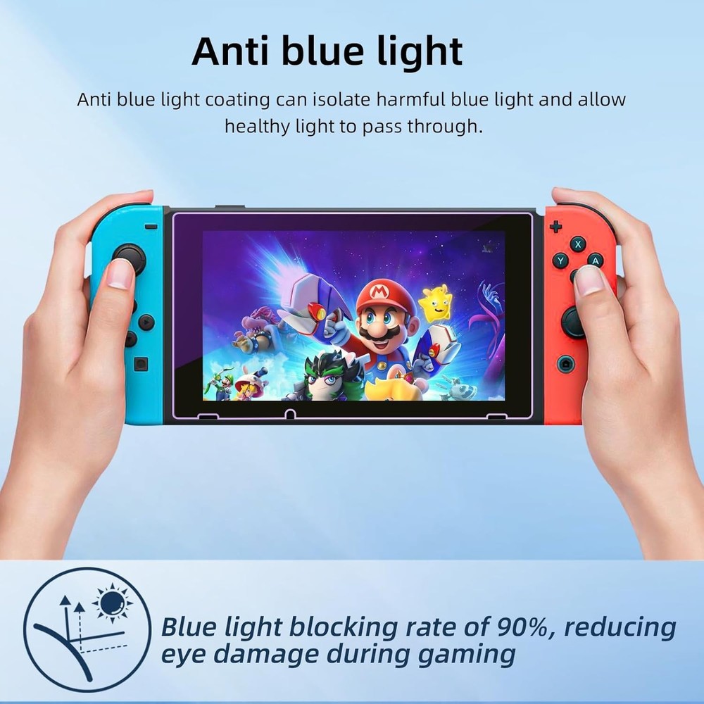2-Pack Blue Light Blocking Screen Protectors for Switch 6.2 Inch - Eye Comfort