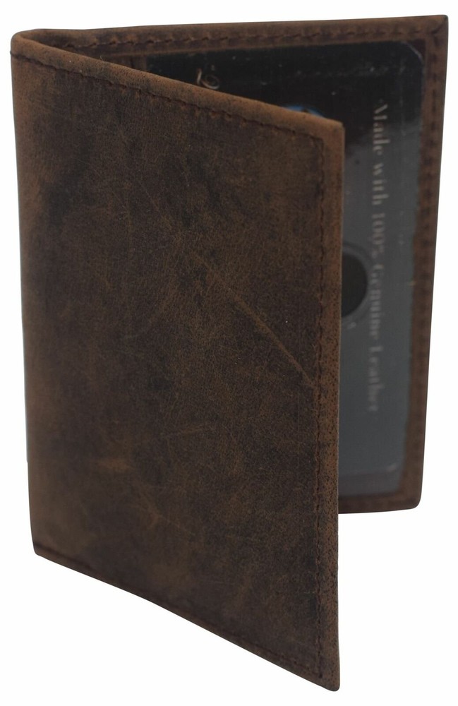 Slim Thin Genuine Leather 2 ID Window Mini Wallet Holder Bifold Driver's License