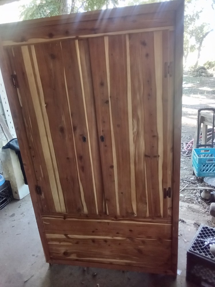 Antique 2 Door Solid Red Cedar Wardrobe Closet