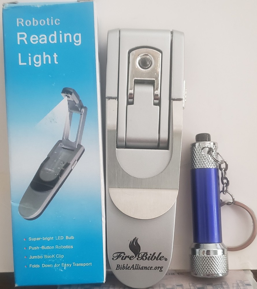 Robotic Flip Up Clip On LED Reading Book Light & Led flashlight key chain