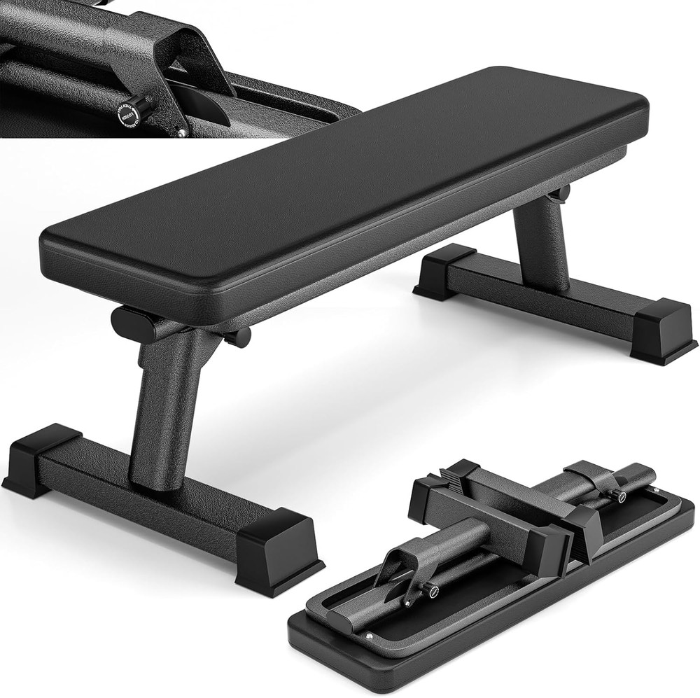 Semi-Commercial Foldable Flat Bench for Multi-Purpose Weight Training and Ab Wor