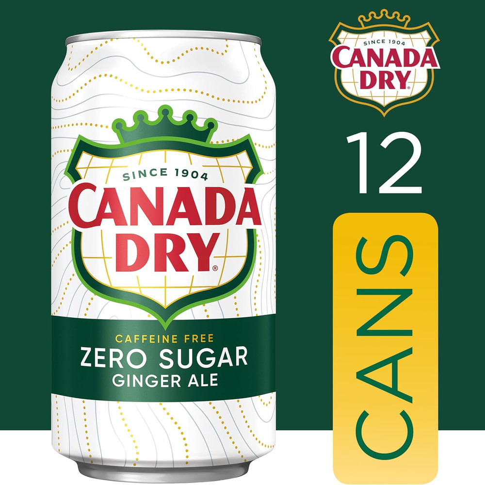Canada Dry Zero Sugar Ginger Ale Soda, 12 Fl Oz Cans, 12 Pack