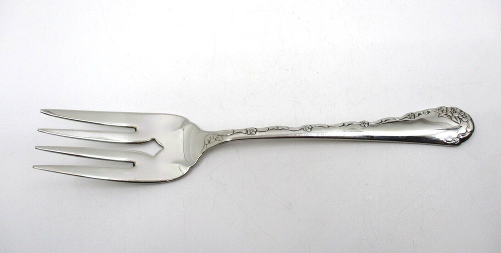 ONEIDA STAINLESS BELLE ROSE  COLD MEAT FORK / SERVING FORK - 8 1/4"  02F